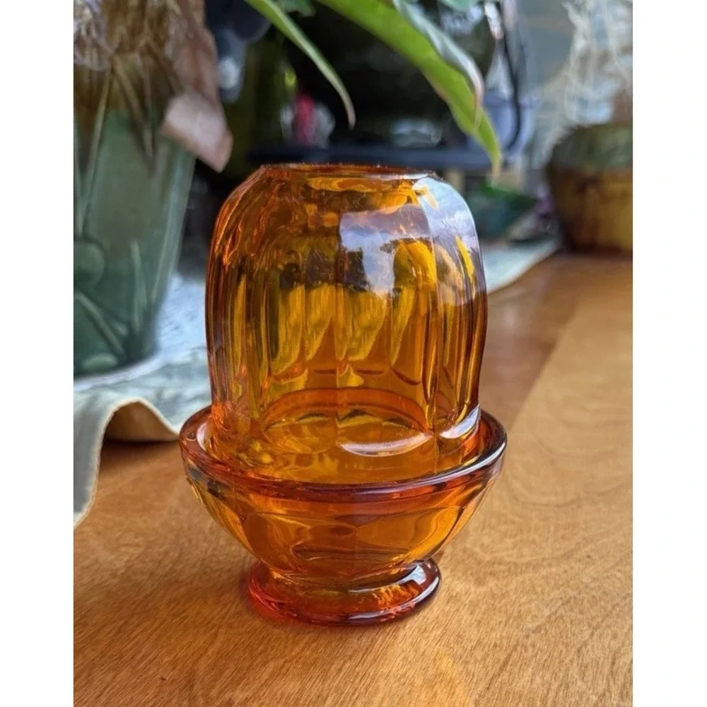 Viking Glass Persimmon Orange Arlington Fairy Lamp Glimmer GLOW MCM Vintage RARE
